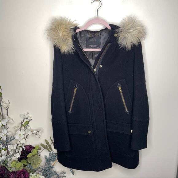 J. CREW Chateau Parka Italian Stadium Cloth Wool Black - Picture 3 of 7